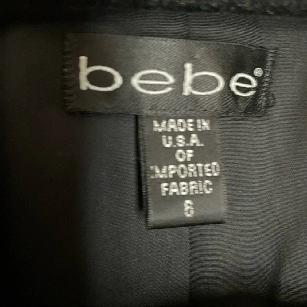 Vintage bebe Faux Leather Jacket Womens 8 Black Y2K Longline Blazer Coat